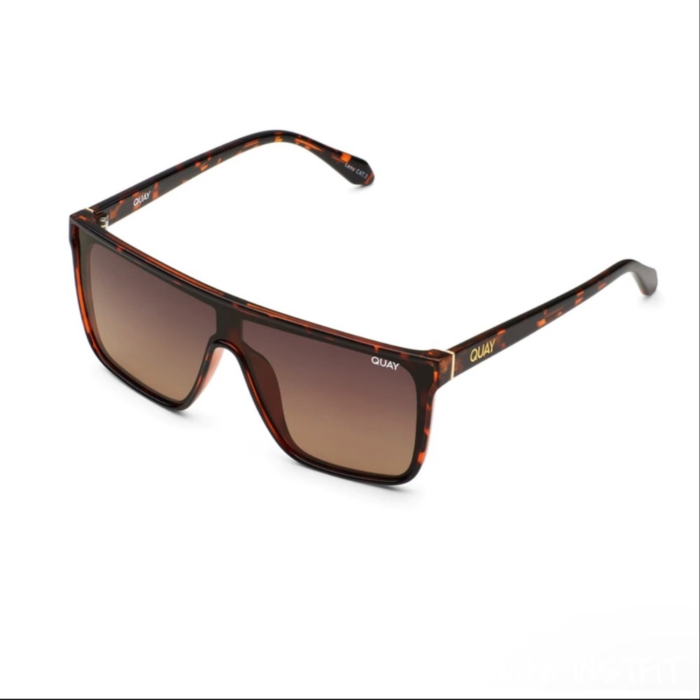 Quay Australia Unisex Nightfall Shield Sunglasses Tortoise Gold With Case